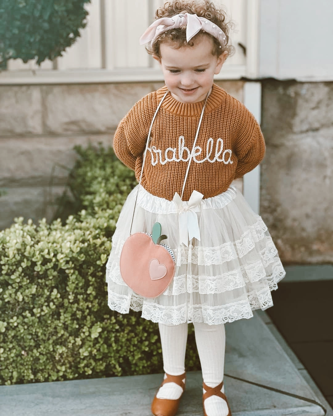Rust Embroidered Name Knit