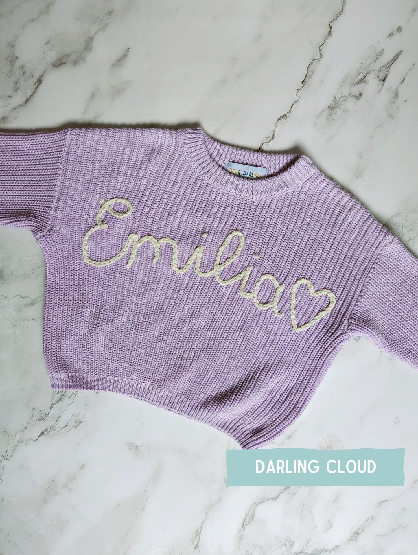 Lavender Embroidered Name Knit