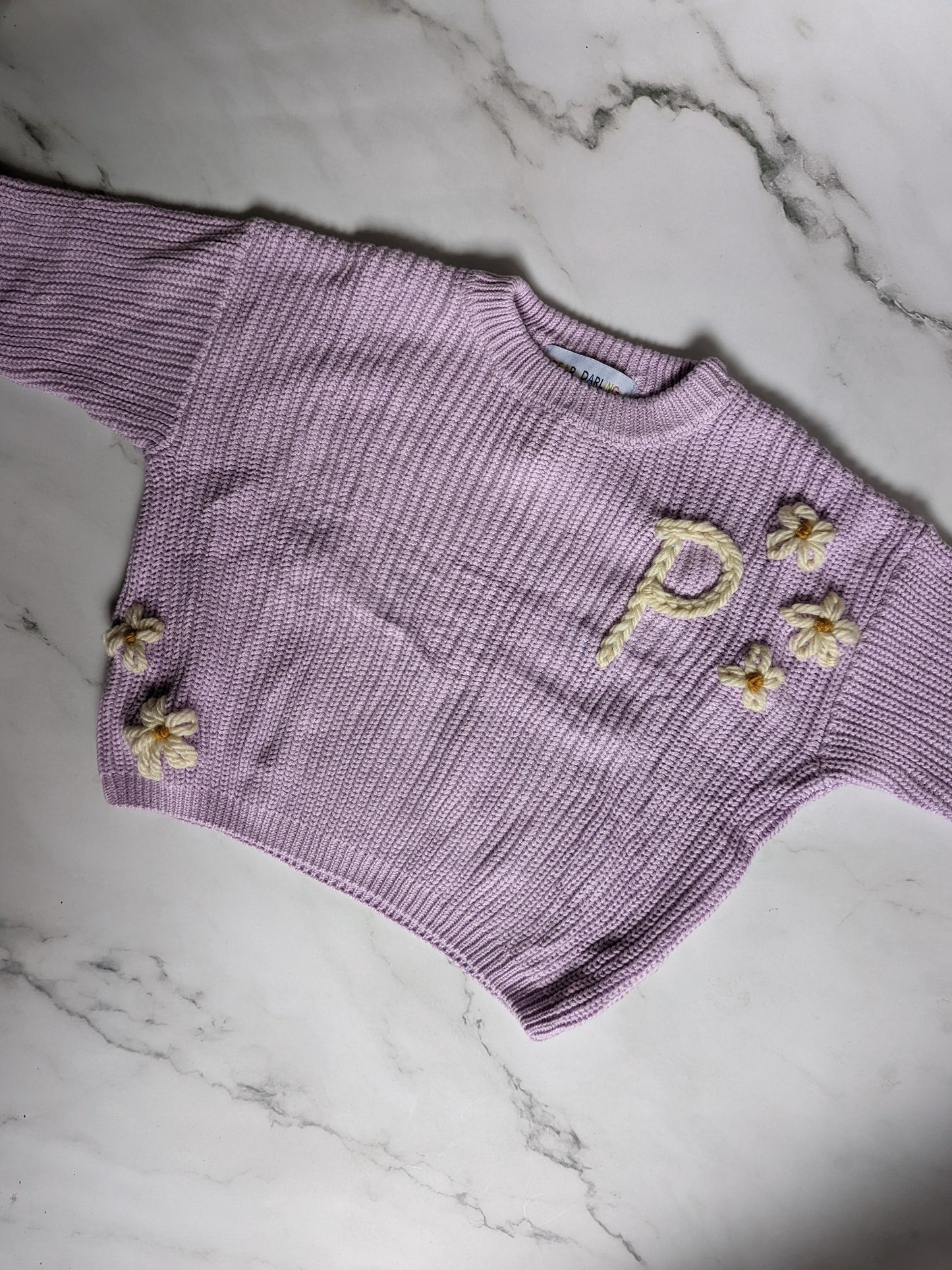 Lavender Embroidered Name Knit