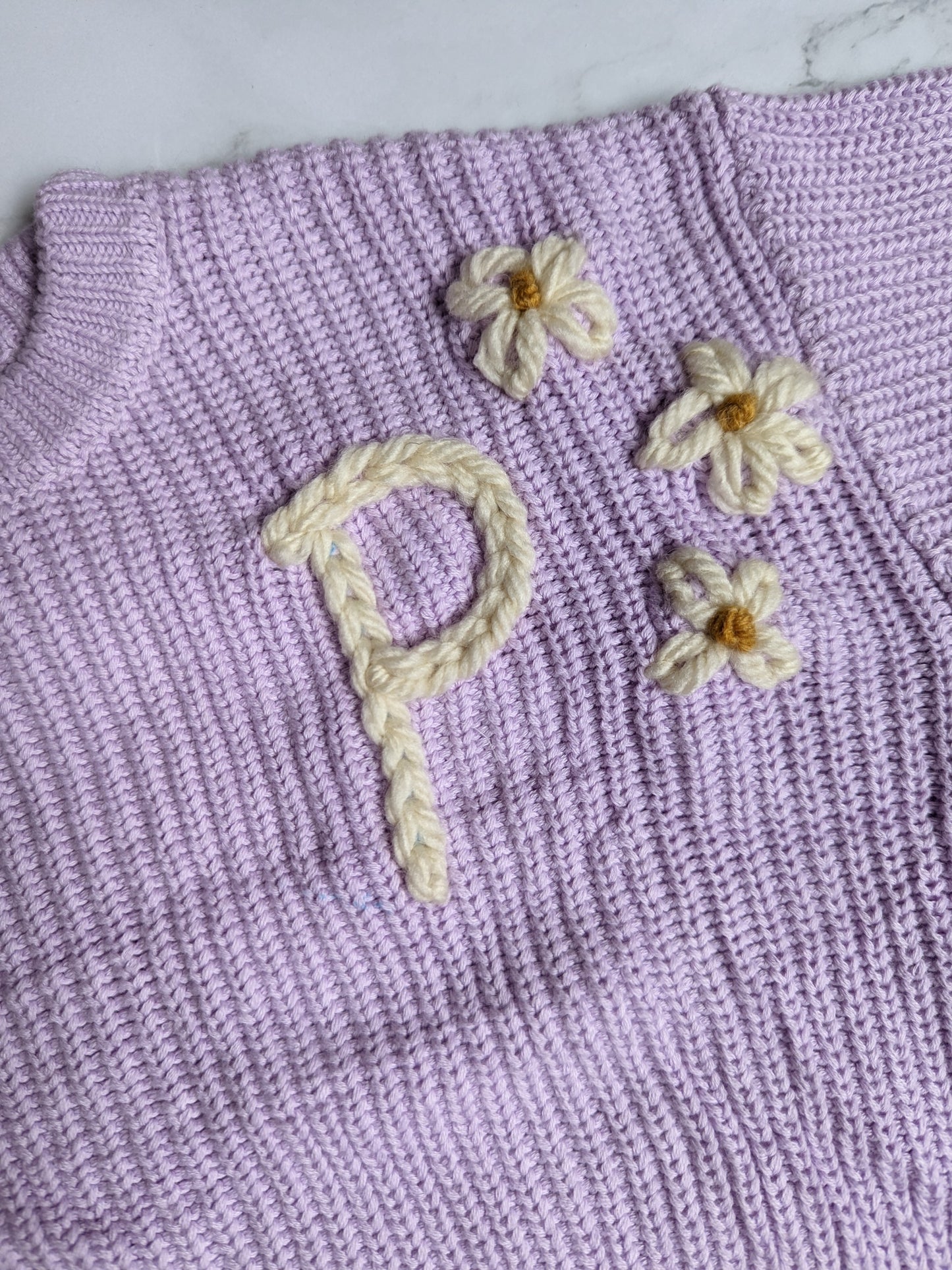 Lavender Embroidered Name Knit