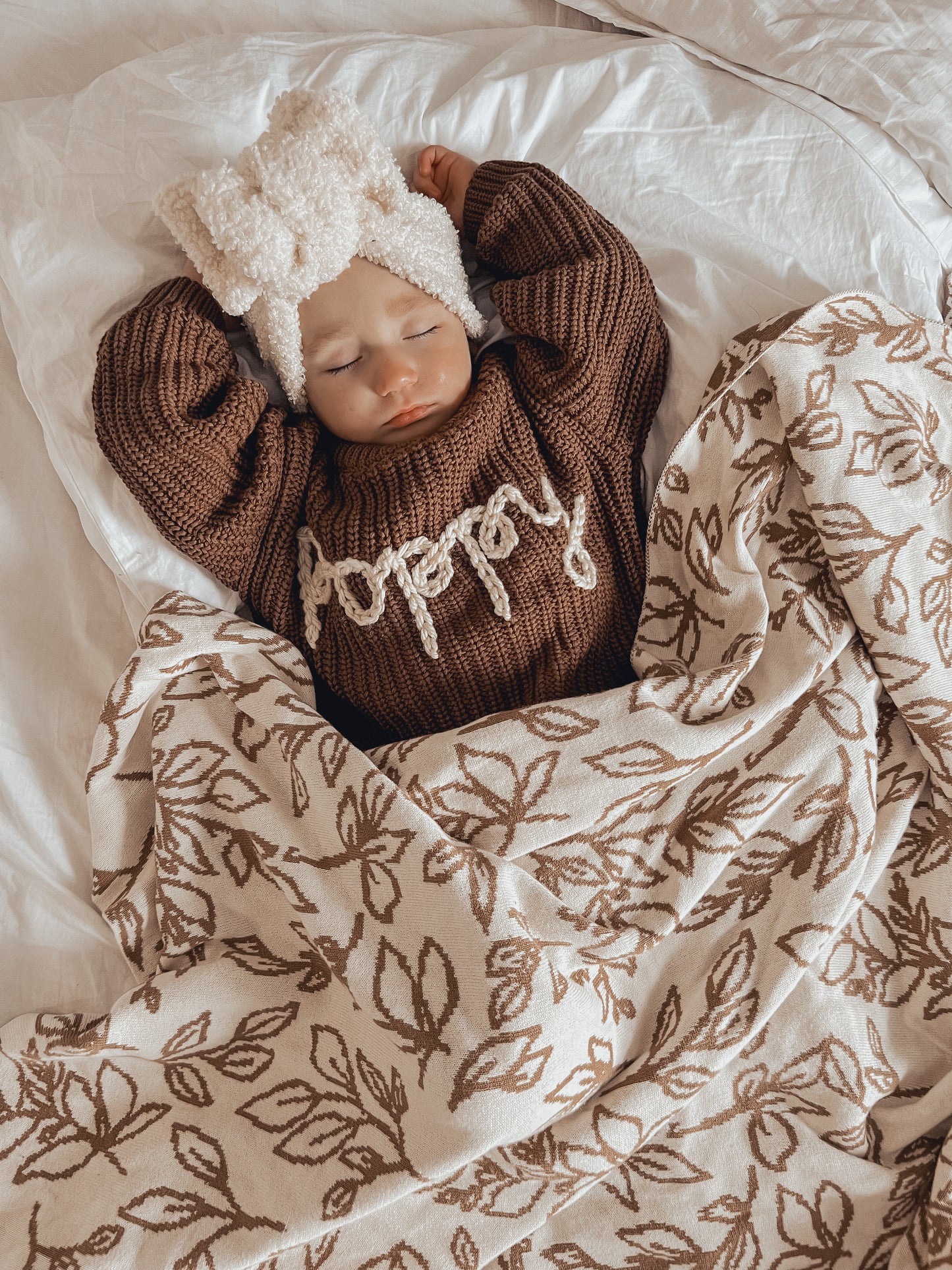 Chocolate Brown Embroidered Name Knit