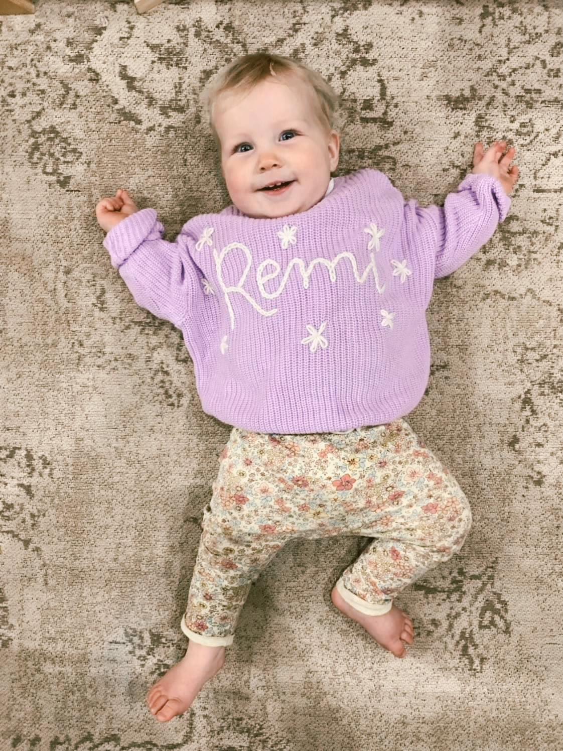 Lavender Embroidered Name Knit