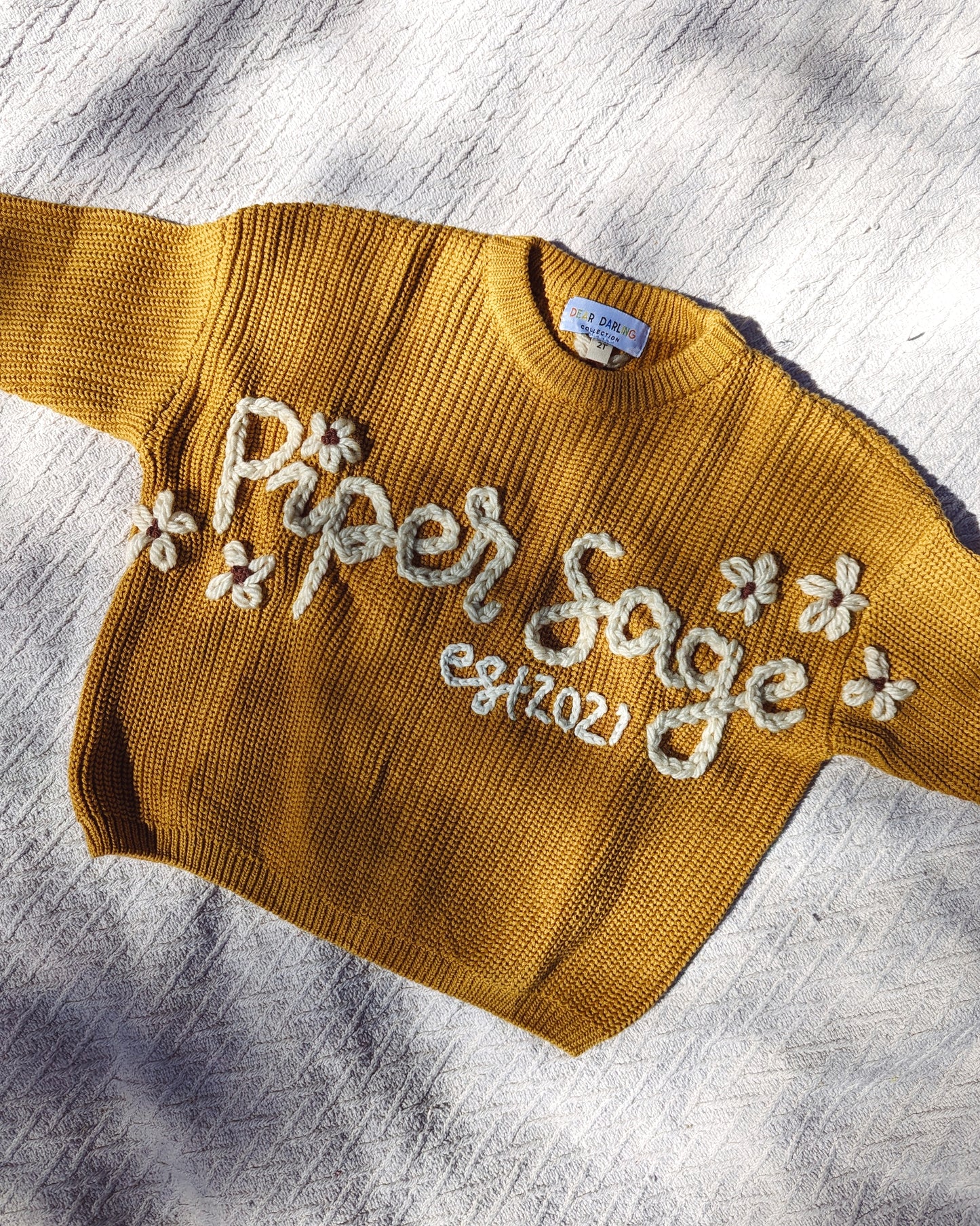 Mustard Embroidered Name Knit