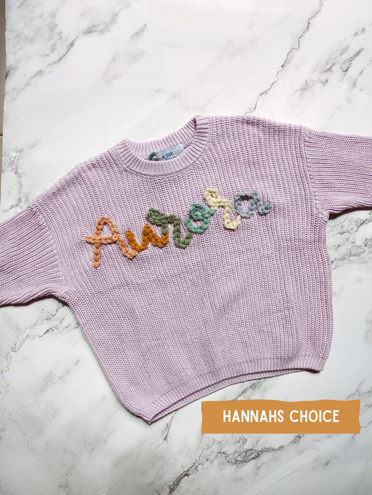 Lavender Embroidered Name Knit