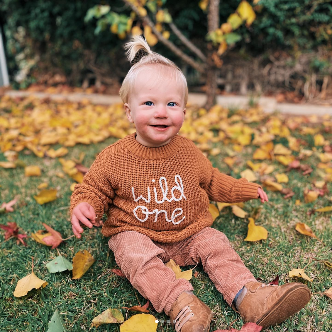 Rust Embroidered Name Knit
