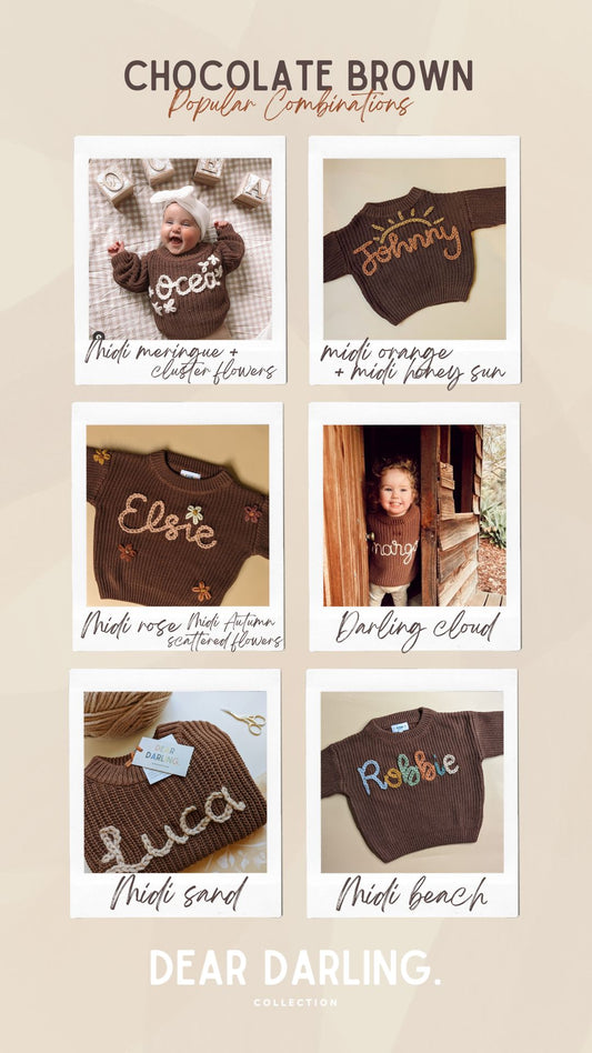 Chocolate Brown Embroidered Name Knit