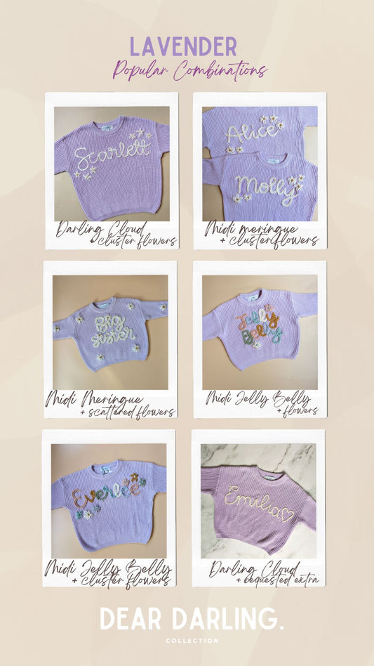 Lavender Embroidered Name Knit
