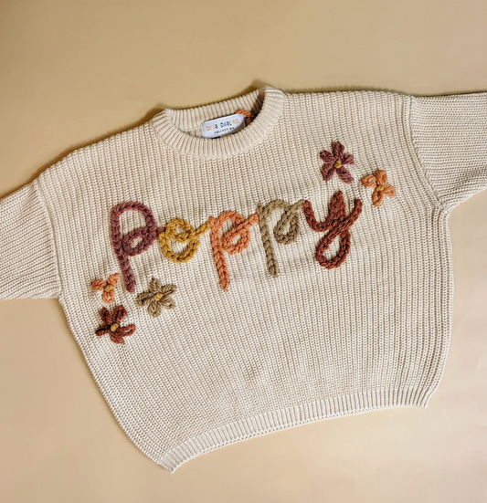 Oat Embroidered Name Knit