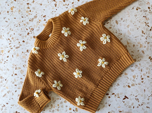 Rust Embroidered Name Knit