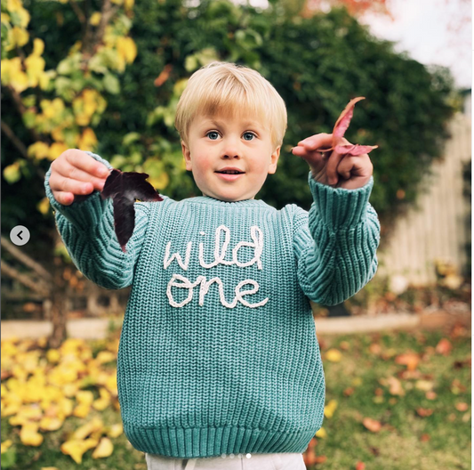 Ocean Blue Embroidered Name Knit