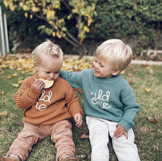 Rust Embroidered Name Knit