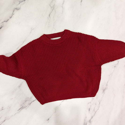 Ruby Red Embroidered Name Knit